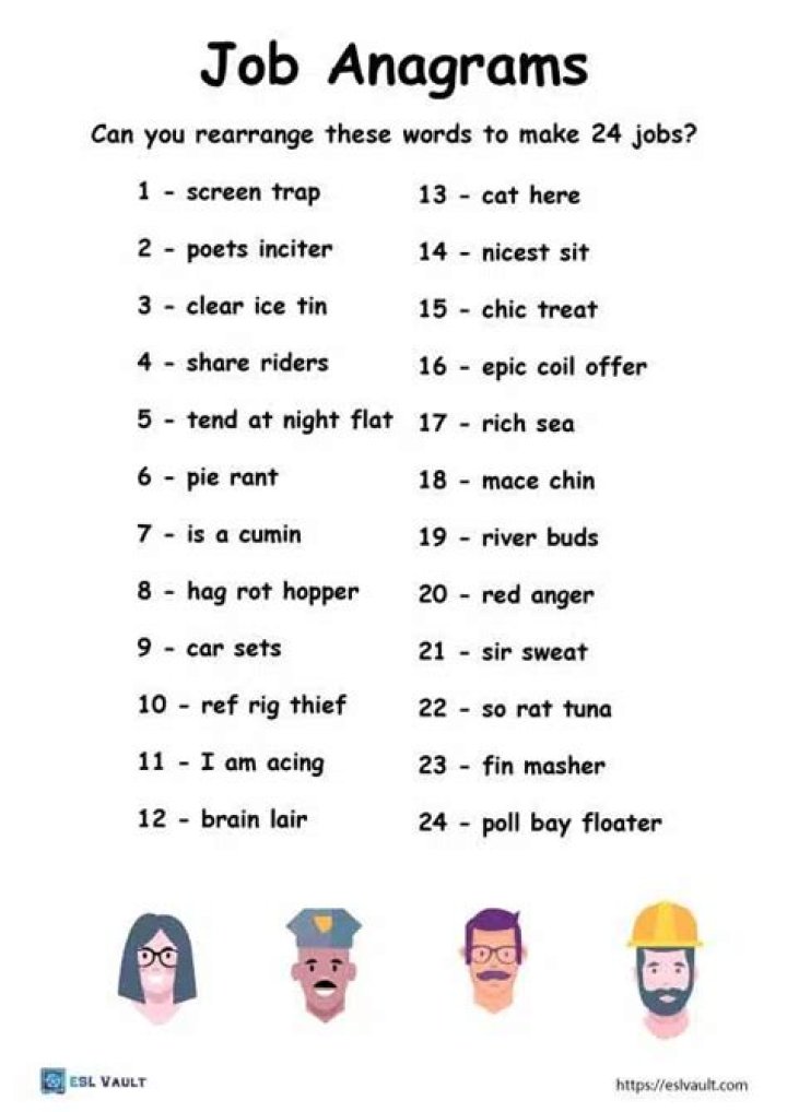 7 printable anagrams puzzles ESL Vault
