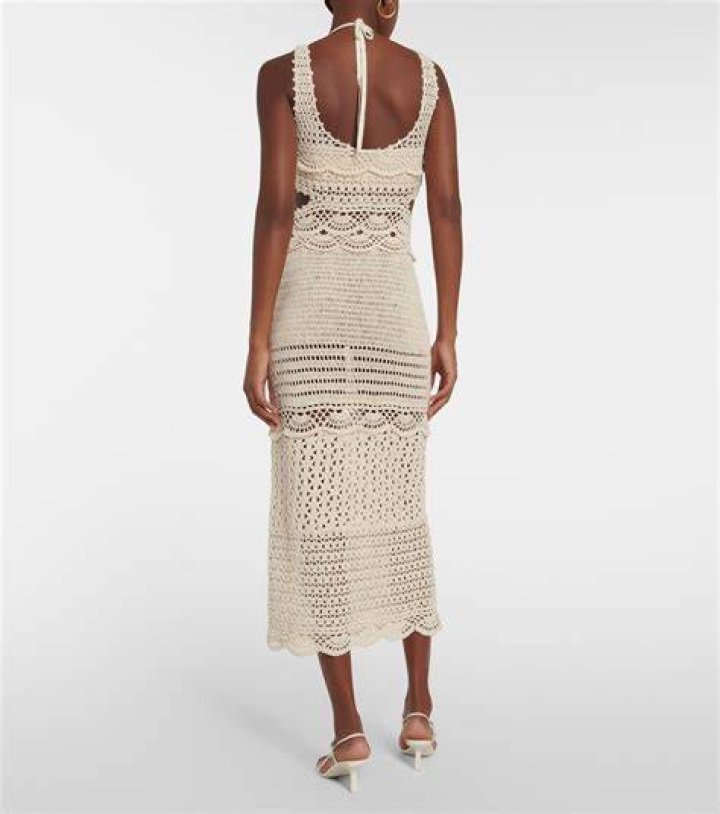 Celine Crochet Midi Dress White Pretty Lavish