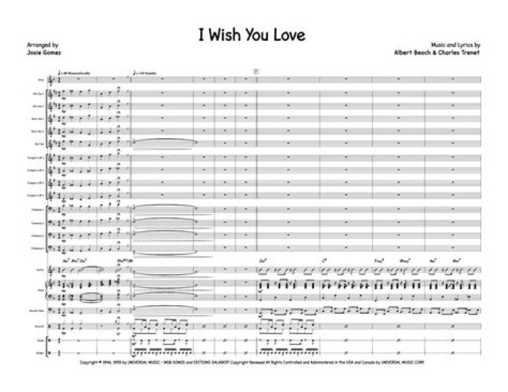 I Wish You Love (arr. Larry Triplett) Sheet Music Gloria Lynne SSAA