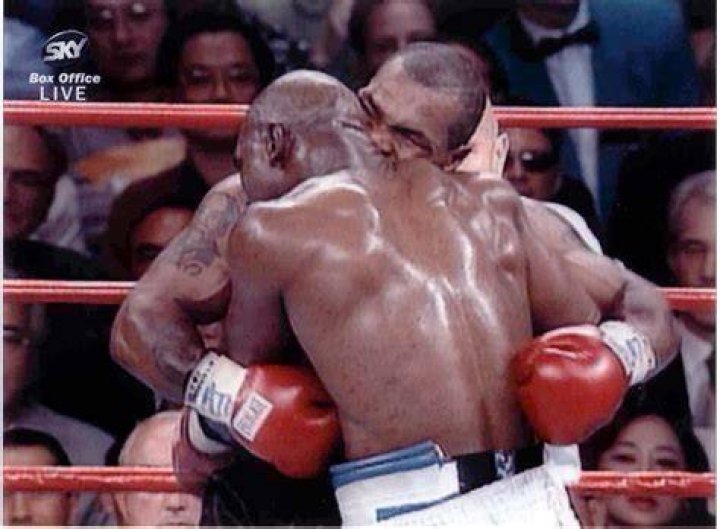 Mike Tyson and Evander Holyfield were separated in violent sparring