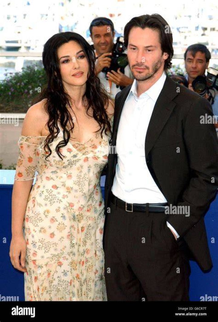 Monica Bellucci and Keanu Reeves at the Cannes Film Festival for Matrix