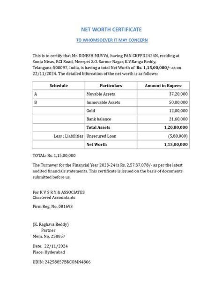 net worth certificate for Canada visa