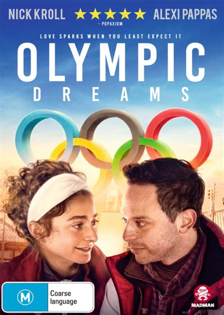 Pappas with her Olympic Dreams costar Nick Kroll (left) and husband