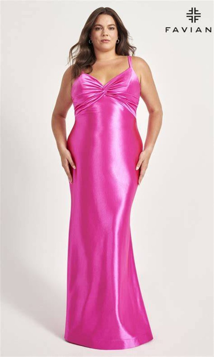 Plus Size Satin Prom Dress with Beaded Bodice Jules and Cleo D24NY22004W