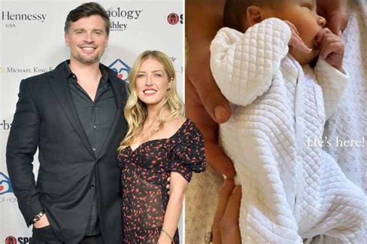 Tom Welling with his son Thomson Jessica Rose, Tom Welling, Super Bowl
