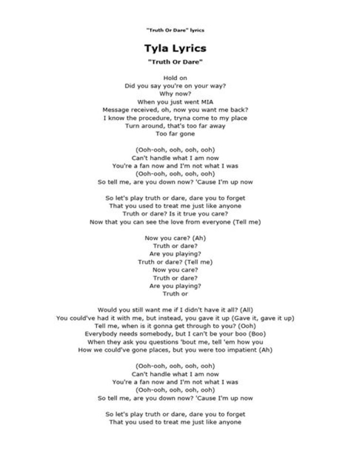 Tyla Truth or Dare (Lyrics) My Vibe YouTube